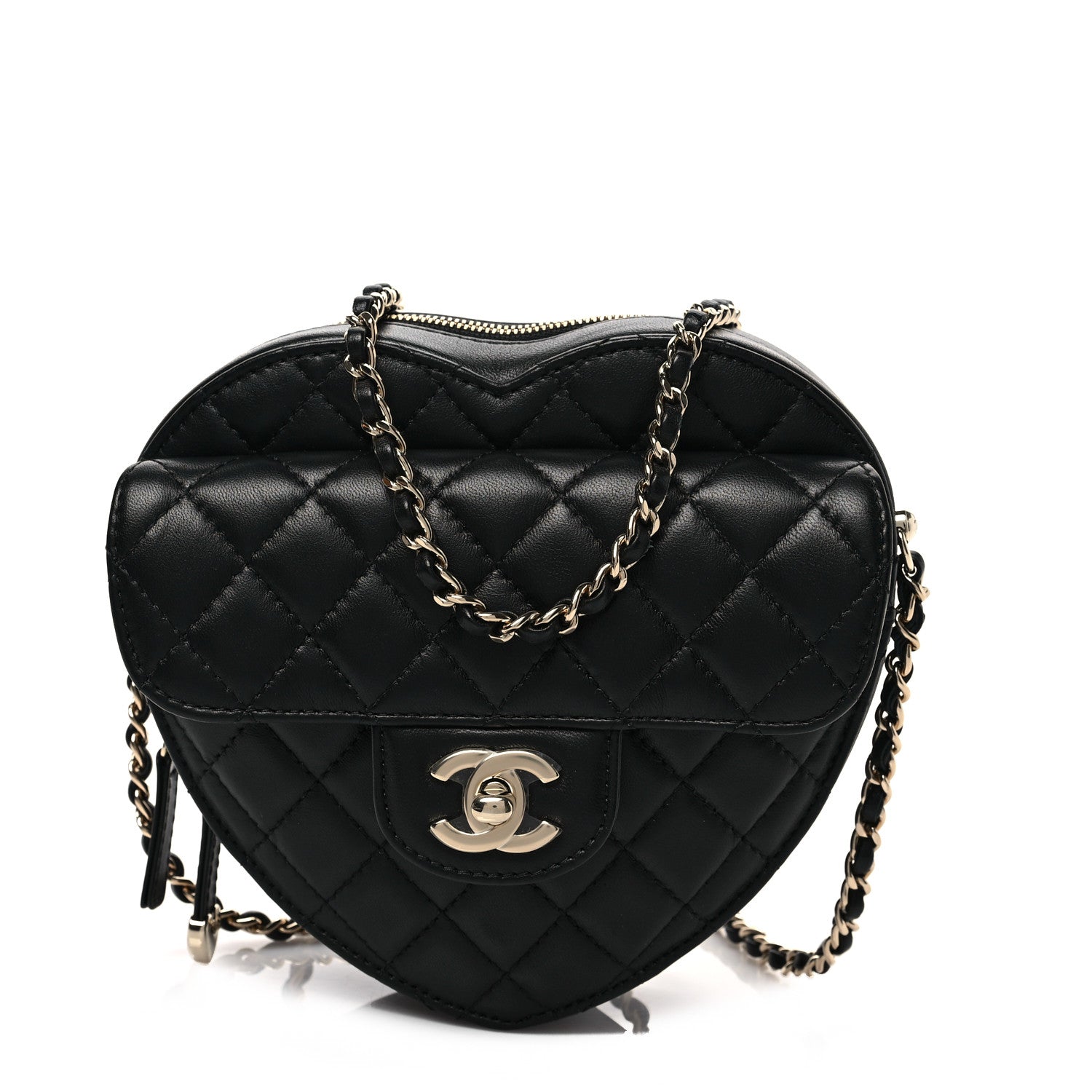 Chanel Lambskin Quilted CC In Love Heart Bag Black 1 of 8