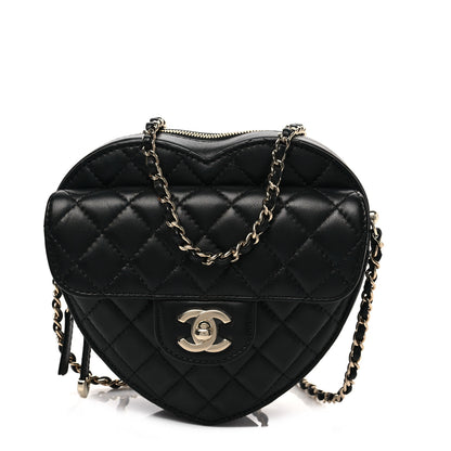 Chanel Lambskin Quilted CC In Love Heart Bag Black 1 of 8