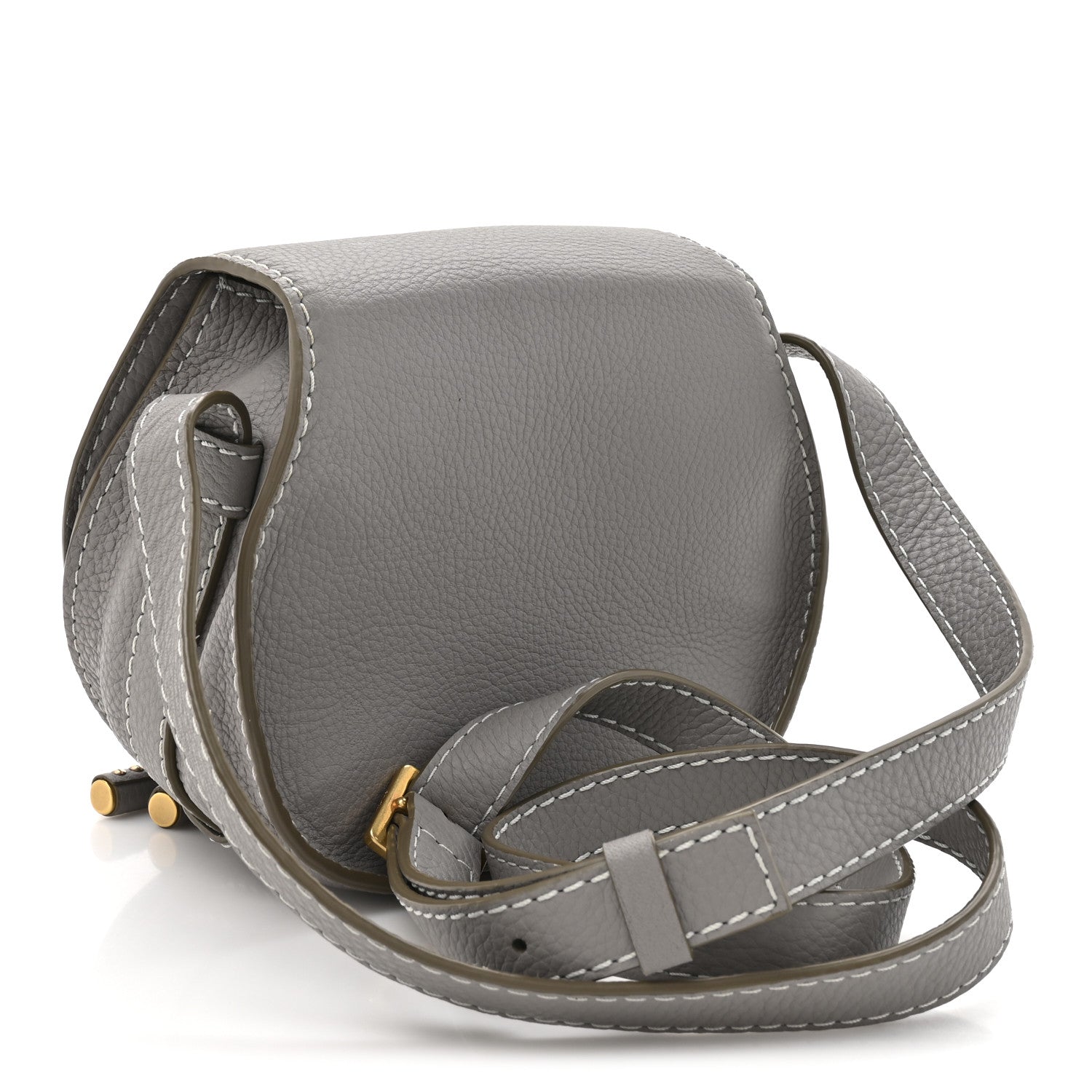 Chloe Grained Calfskin Small Marcie Saddle Bag Cashmere Grey 5 of 21
