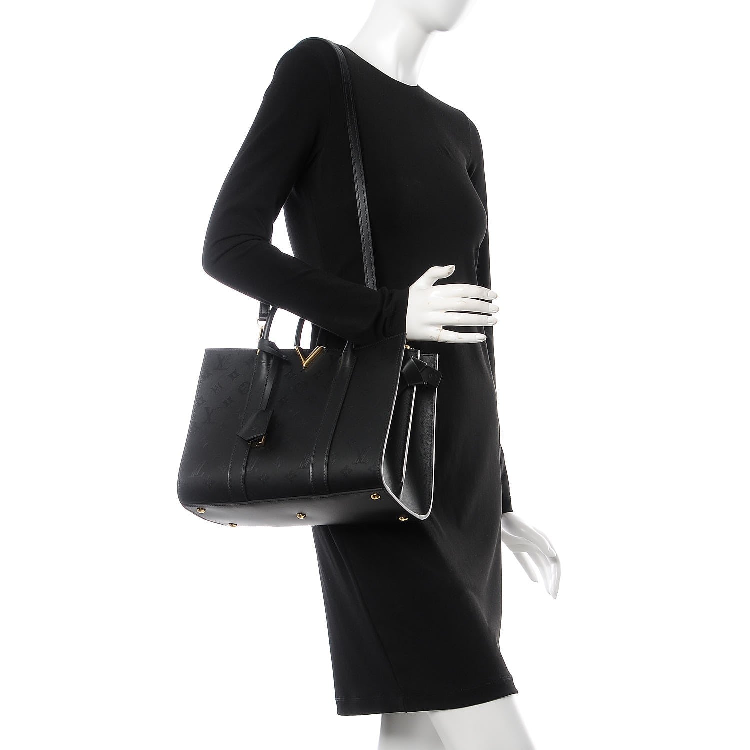 Louis Vuitton Monogram Cuir Plume Very Tote MM Black 2 of 10