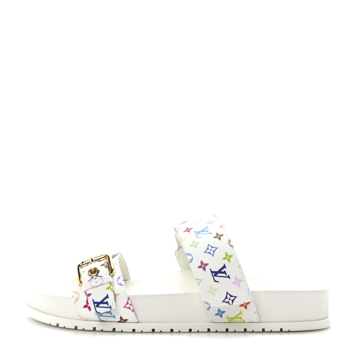 LV X TM Monogram Multicolor Bom Dia Comfort Mule Sandals 39.5 White