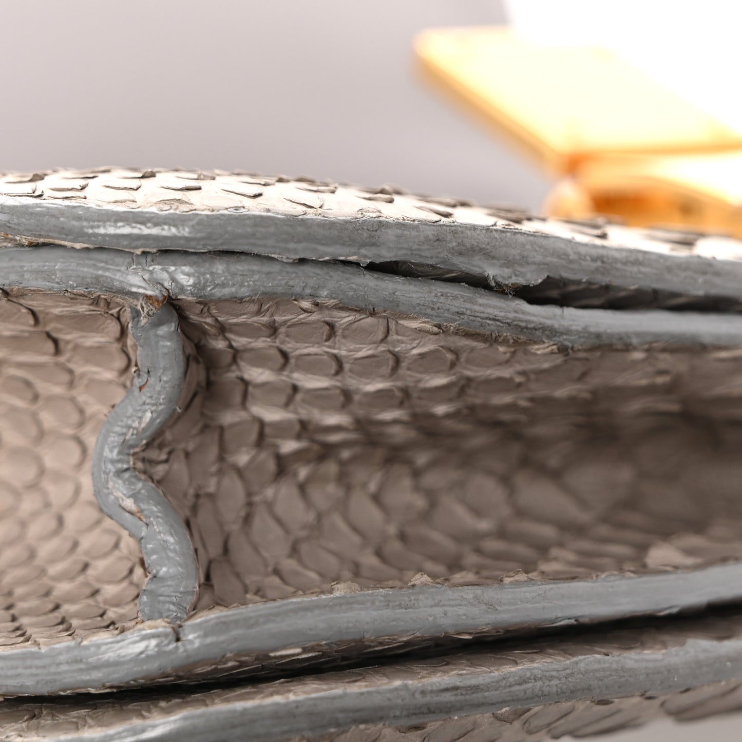 Snakeskin Medium Classic Box Flap Bag Grey