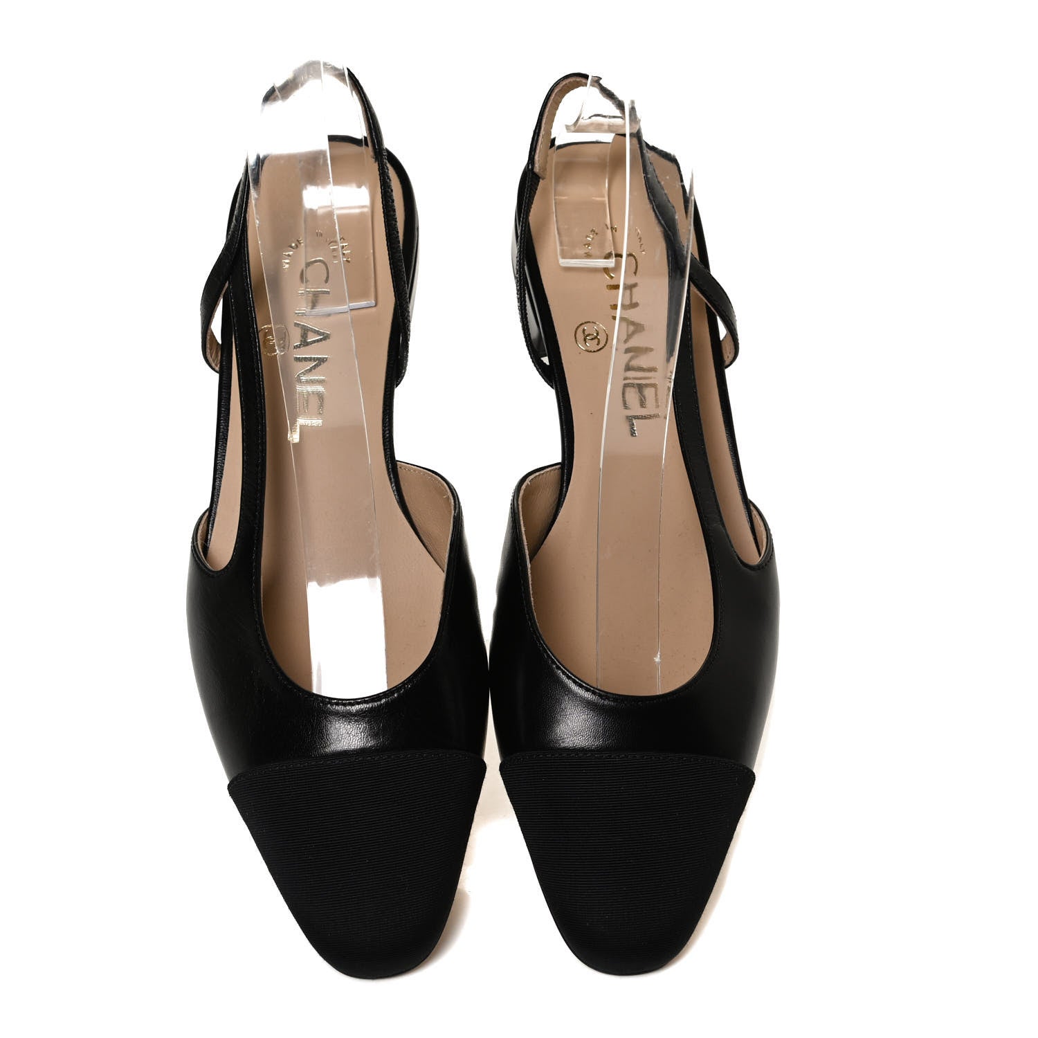 Chanel Goatskin Grograin Cap Toe CC Slingback 36.5 Black 5 of 9