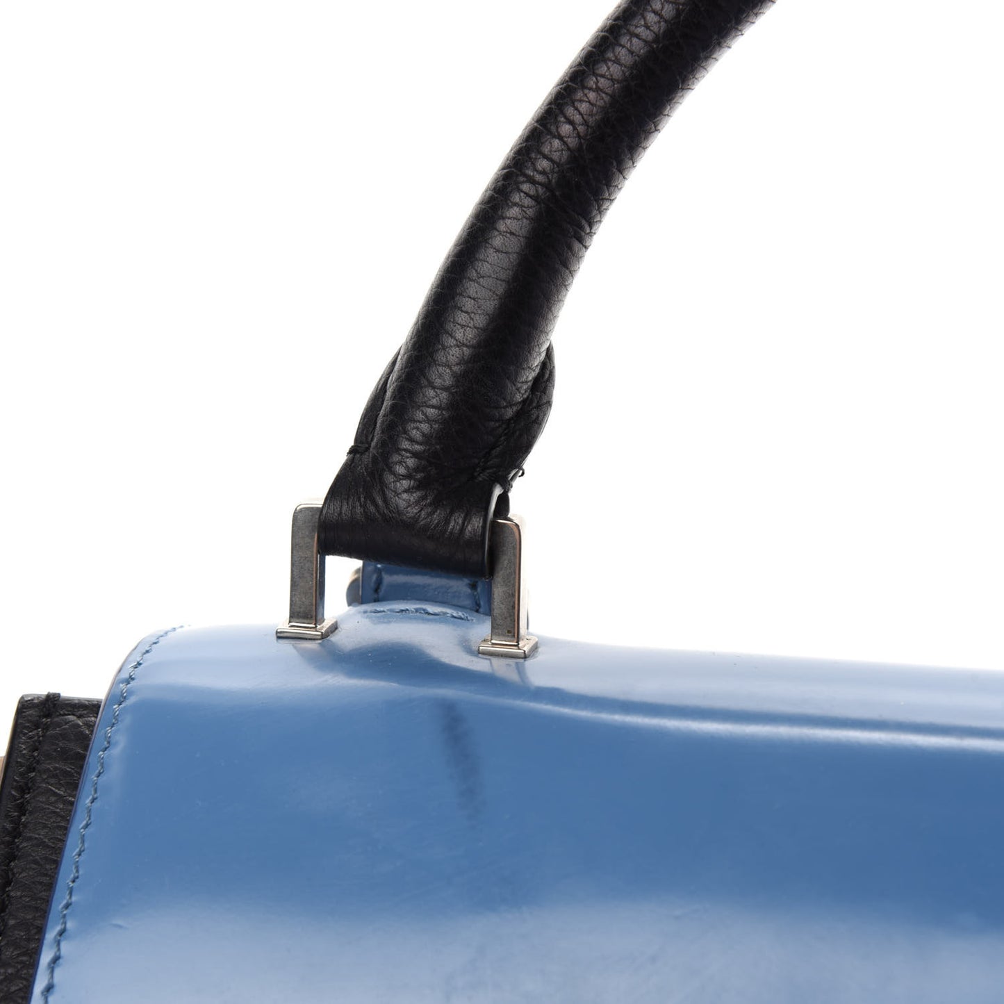 Smooth Calfskin Nubuck Small Tri-Color Trapeze Medium Blue
