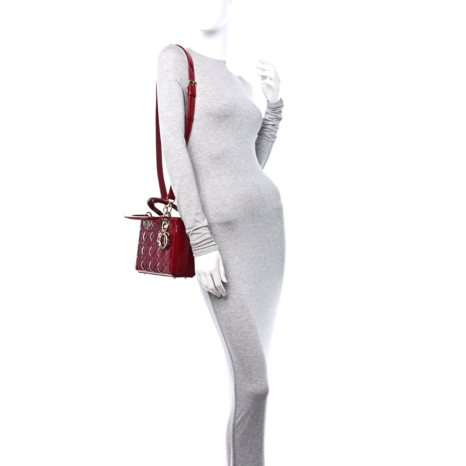 Christian Dior Patent Cannage Small Lady Dior Cherry Red 2 of 14