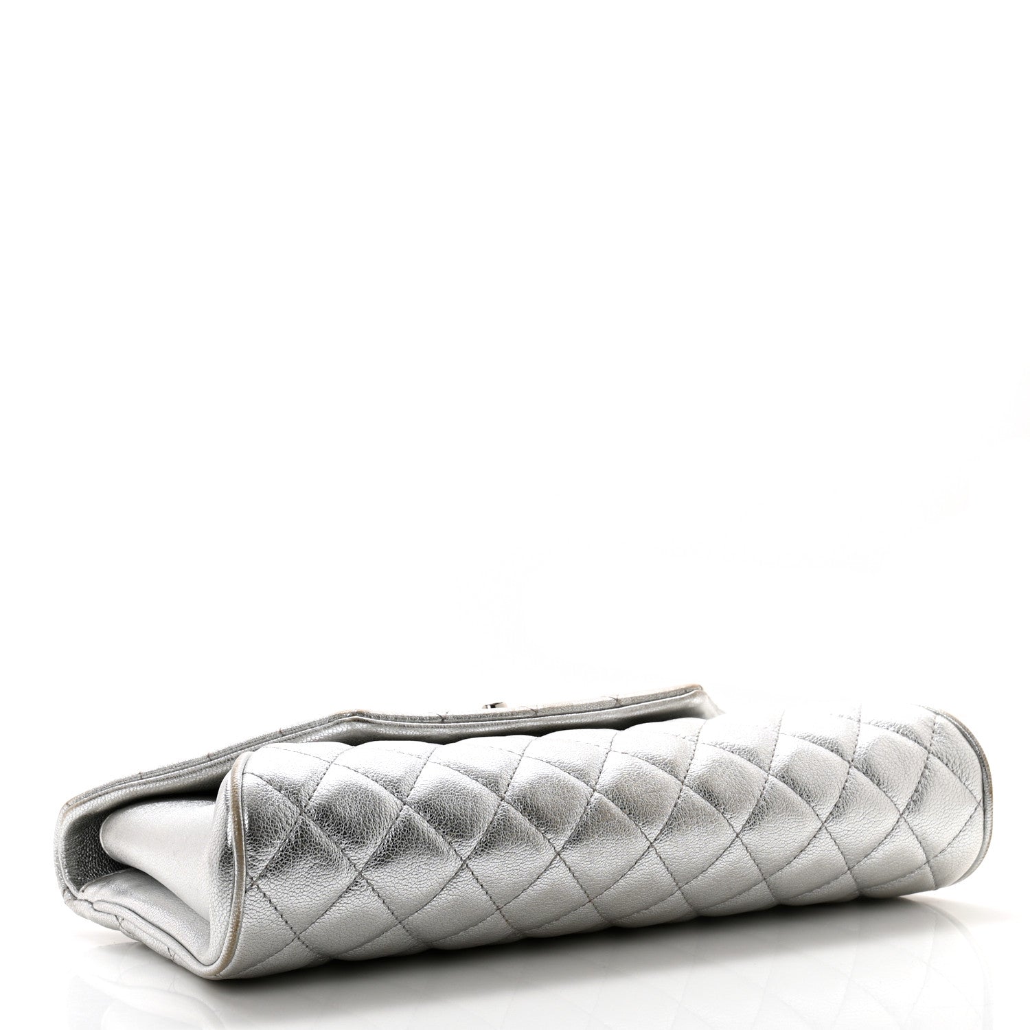 Chanel Metallic Calfskin Quilted Fold Up Again Clutch Silver 4 of 11