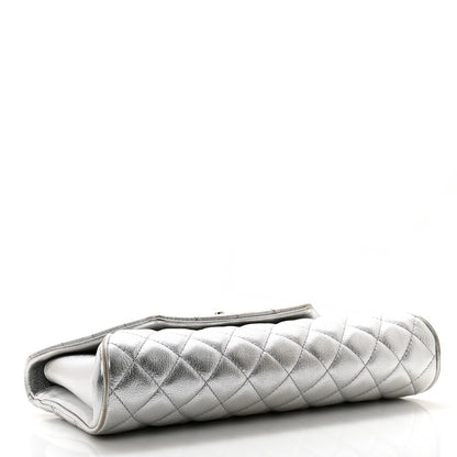 Chanel Metallic Calfskin Quilted Fold Up Again Clutch Silver 4 of 11