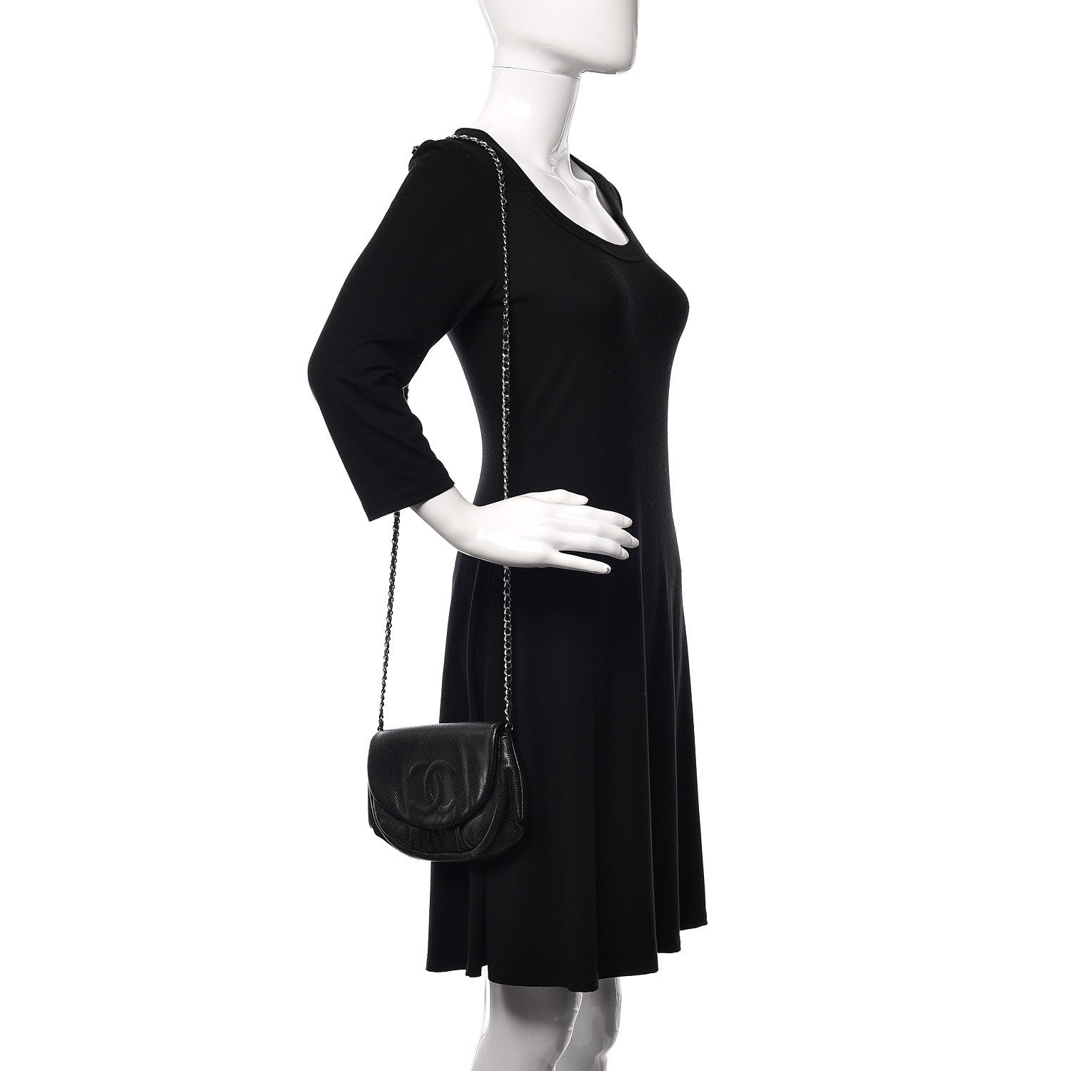 Chanel Caviar Half Moon Wallet On Chain WOC Black 2 of 11