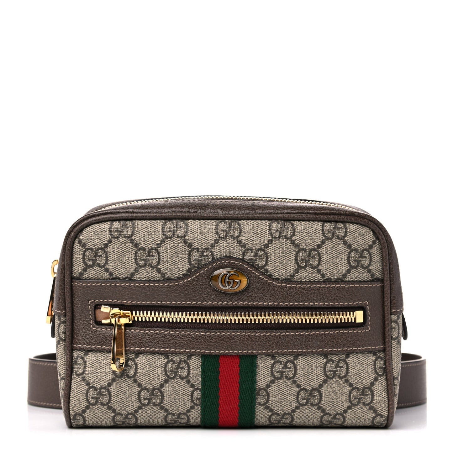 GG Supreme Monogram Web Small Ophidia Belt Bag 95 38 Dark Brown