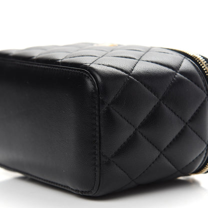 Chanel Lambskin Quilted Pearl Crush Small Vanity Case With Chain Black 9 of 9