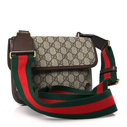 Gucci GG Supreme Monogram Web Small Neo Vintage Double Flap Messenger Bag Beige New Acero 3 of 9