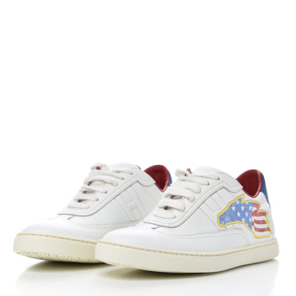 Hermes Calfskin Printed Quicker Sneakers 35.5 White 3 of 12