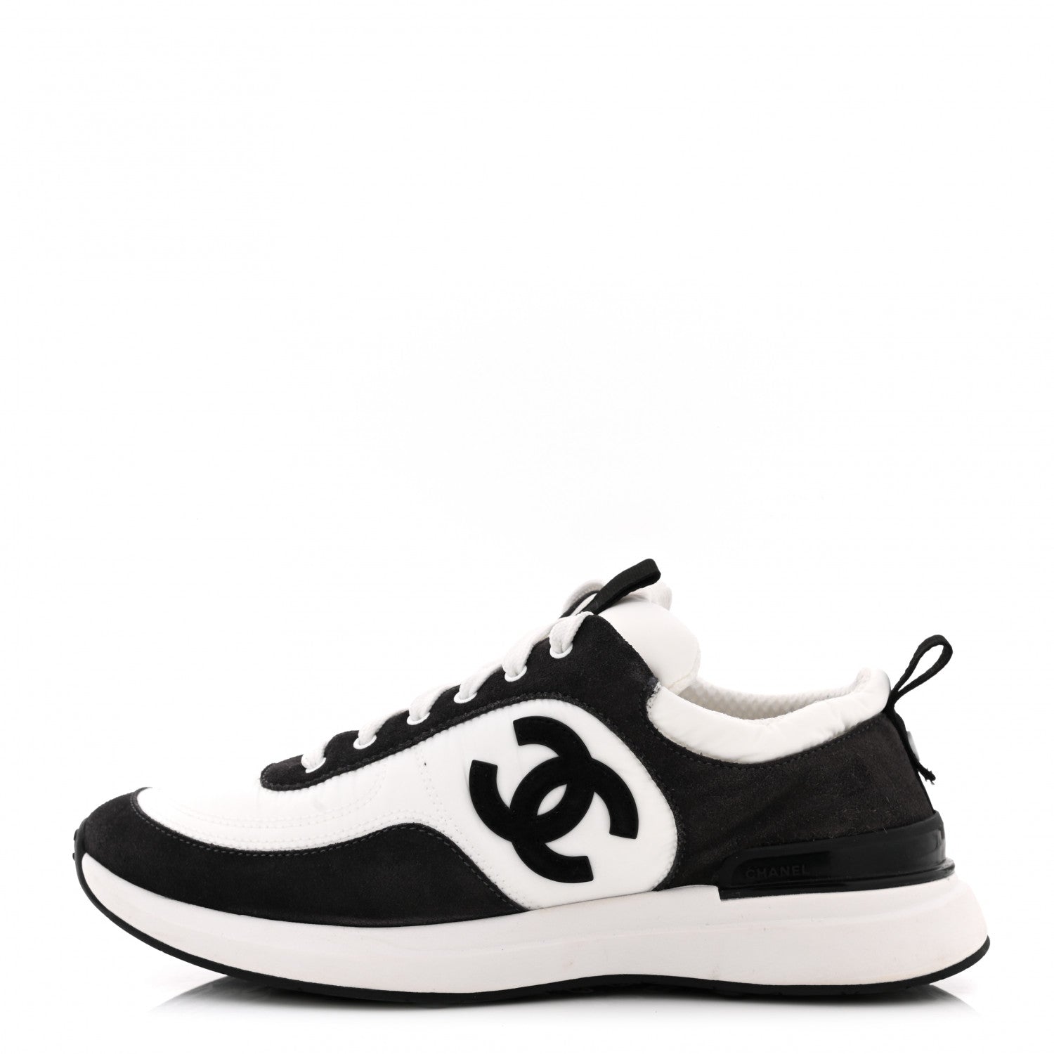 Chanel Nylon Suede Calfskin CC Sneakers 39 White Dark Grey 1 of 8