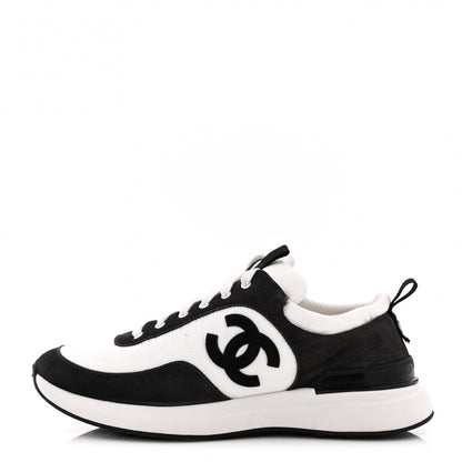 Chanel Nylon Suede Calfskin CC Sneakers 39 White Dark Grey 1 of 8
