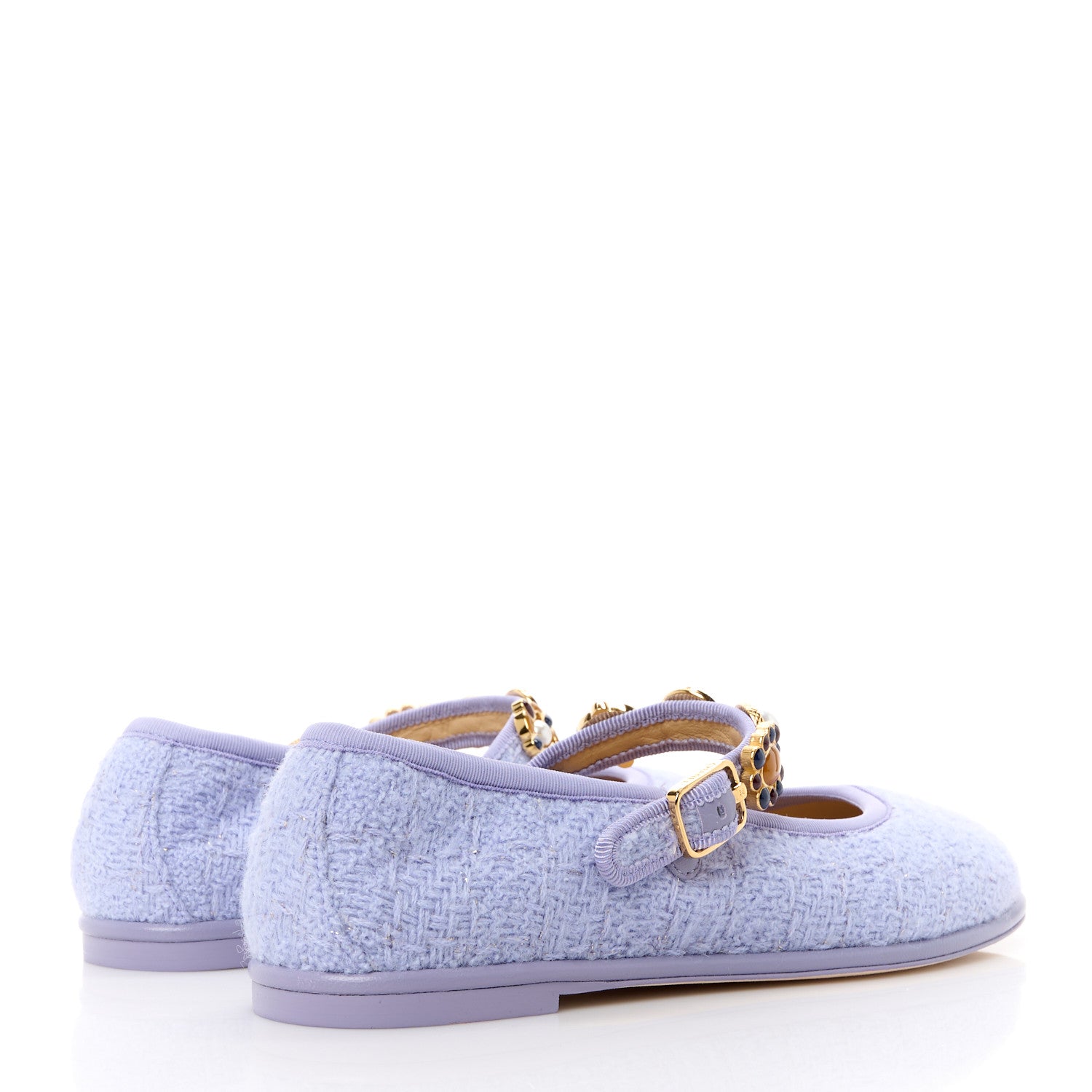 Chanel Wool Tweed Patent Mary Jane Flats 37.5 Lilac 4 of 9