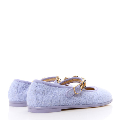 Chanel Wool Tweed Patent Mary Jane Flats 37.5 Lilac 4 of 9