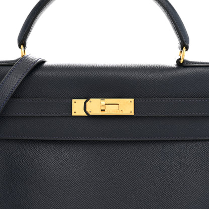 Hermes Courchevel Kelly Retourne 32 Bleu Indigo 8 of 11