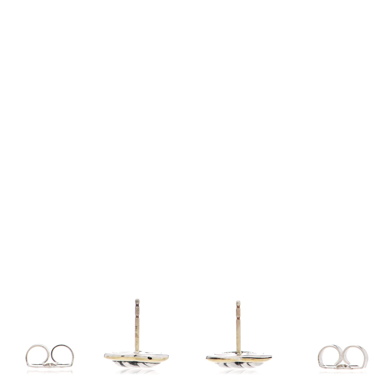 David Yurman Sterling Silver 18K Yellow Gold Cable Heart Earrings 3 of 5