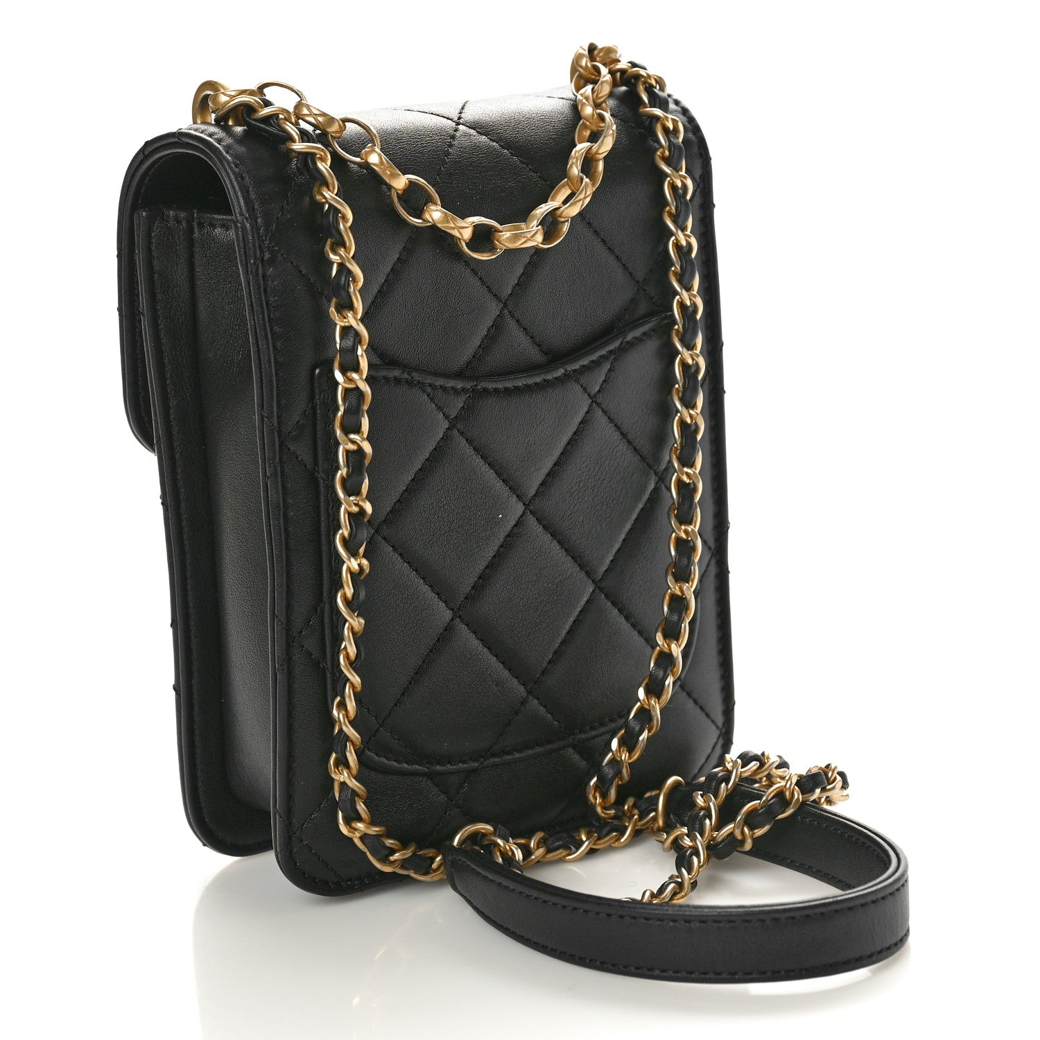 Chanel Calfskin Quilted Resin Pearl North South Flap Bag Black 3 of 11
