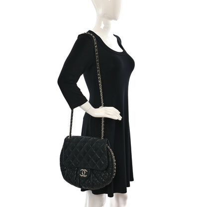 Chanel Washed Lambskin Quilted Large Chain Around Messenger Black 2 of 9
