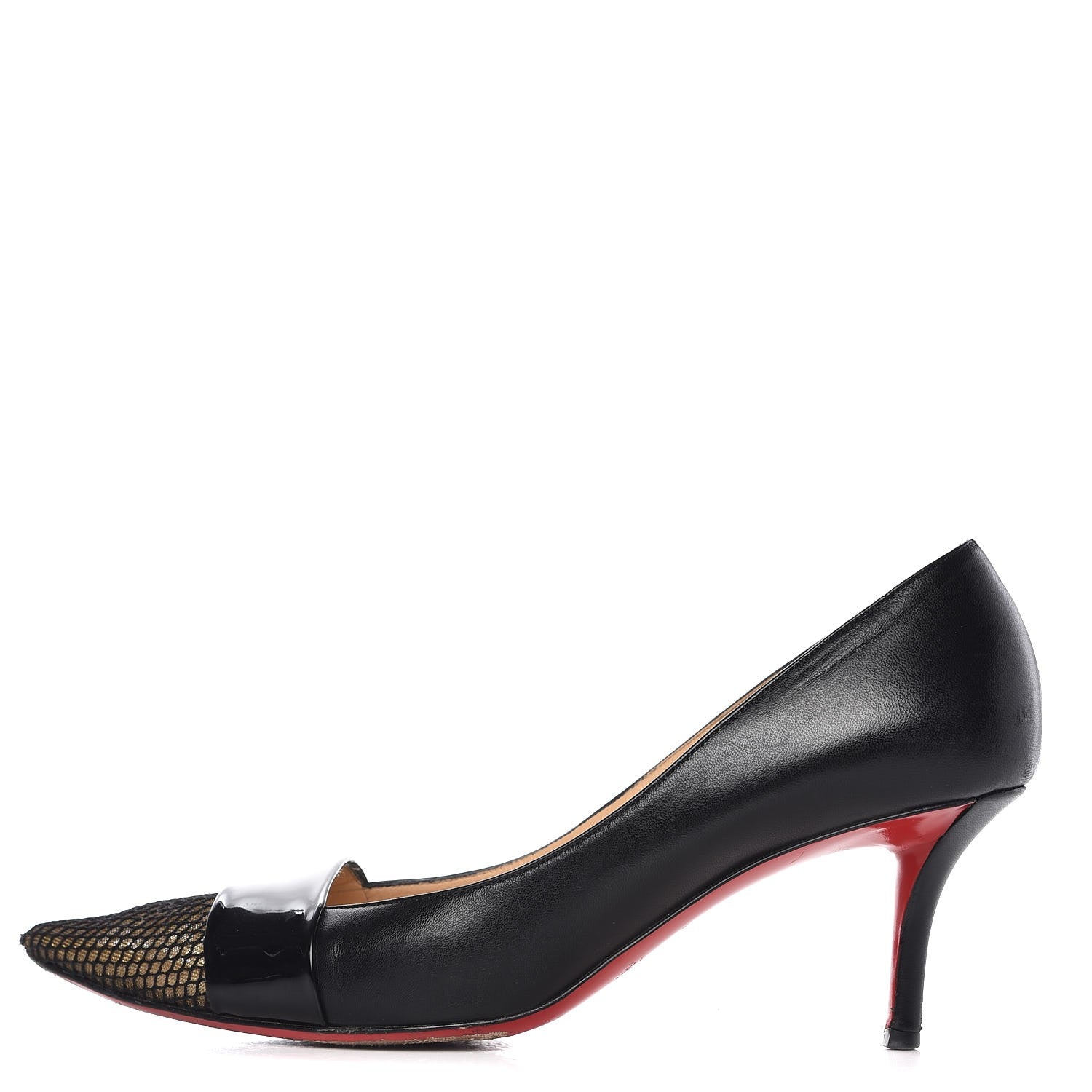 Christian Louboutin Fishnet Patent Kid Gladiator 70 Pumps 39.5 Black 1 of 15