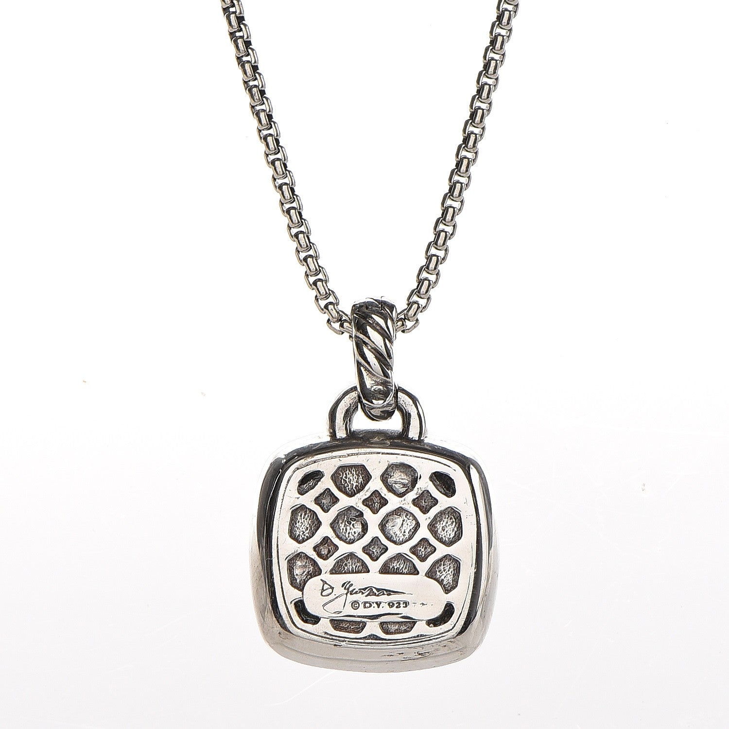 David Yurman Sterling Silver Blue Topaz Diamond 14mm Albion Pendant Necklace 4 of 7