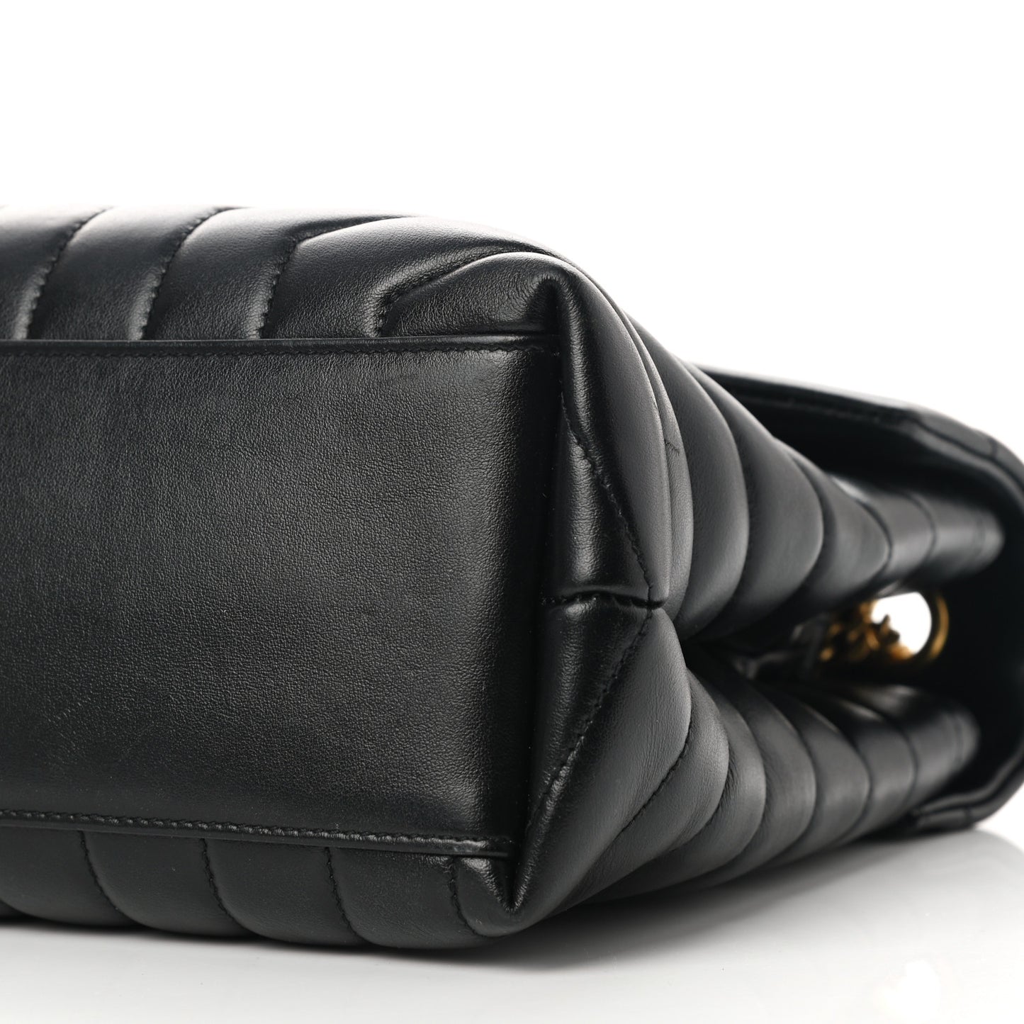 Calfskin Y Quilted Monogram Medium Loulou Chain Satchel Black