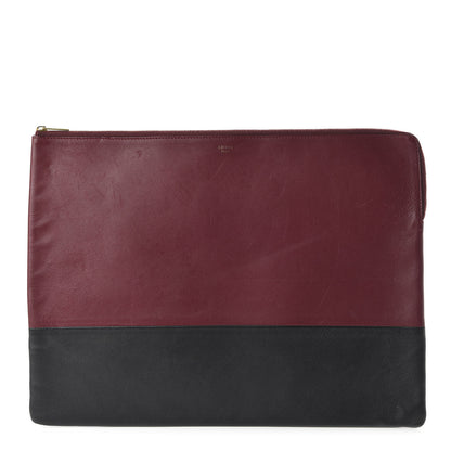 Celine Lambskin Bicolor Computer Case Light Burgundy Navy 1 of 10
