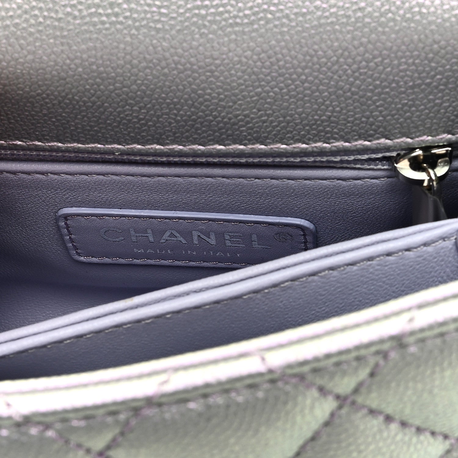 Chanel Iridescent Caviar Quilted Extra Mini Coco Handle Flap Purple 6 of 9