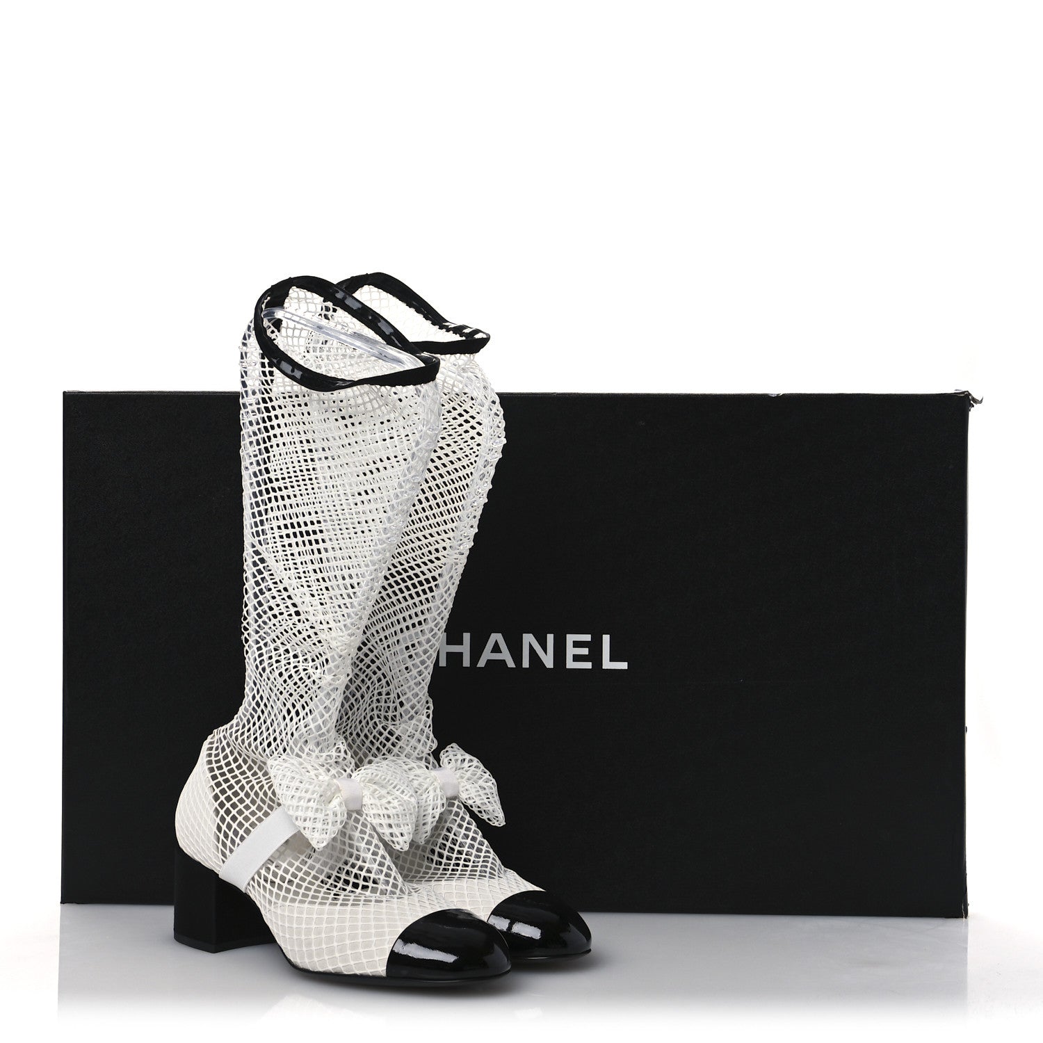 Chanel Mesh Kid Suede Patent Mary Jane Short Boots 39 White Black 13 of 13