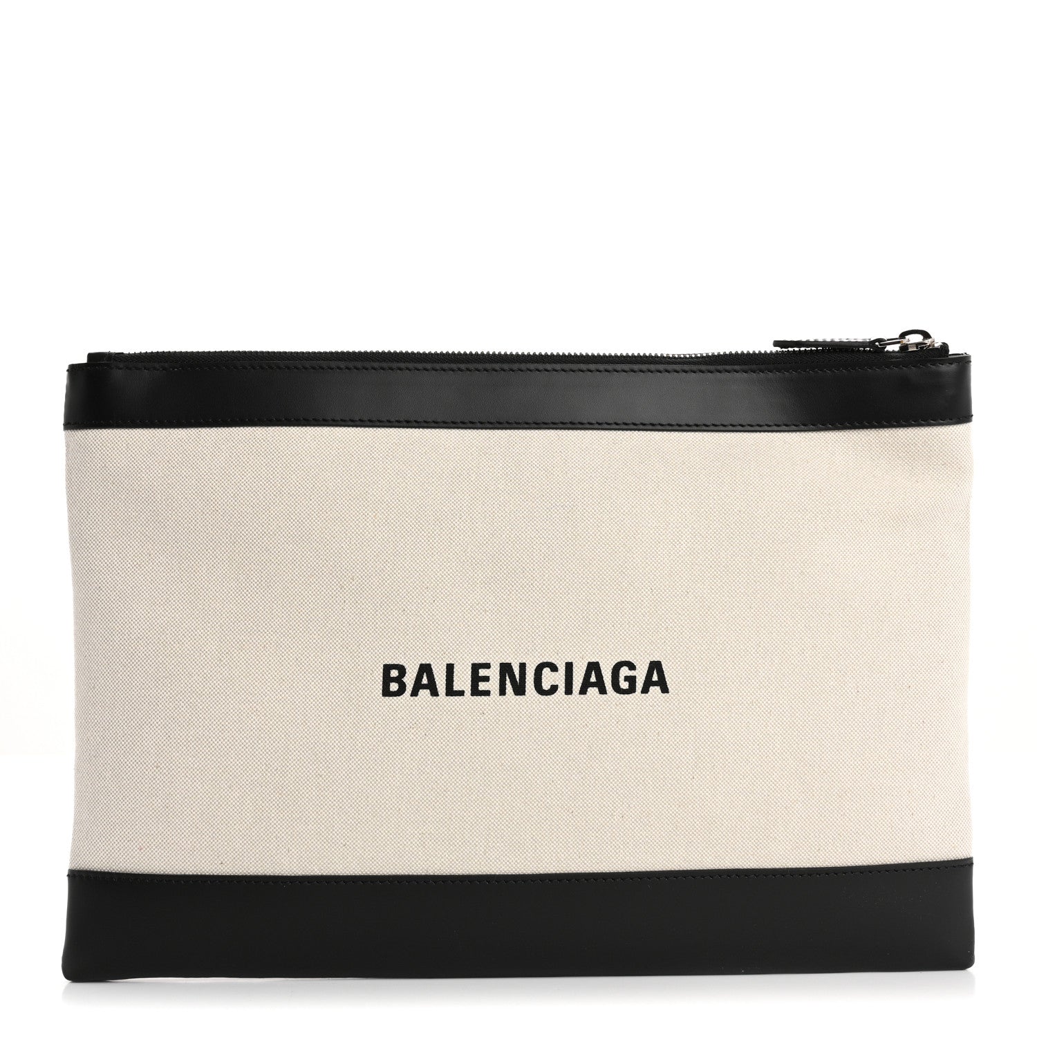 Balenciaga Calfskin Cotton Canvas Logo Clutch Black 1 of 7