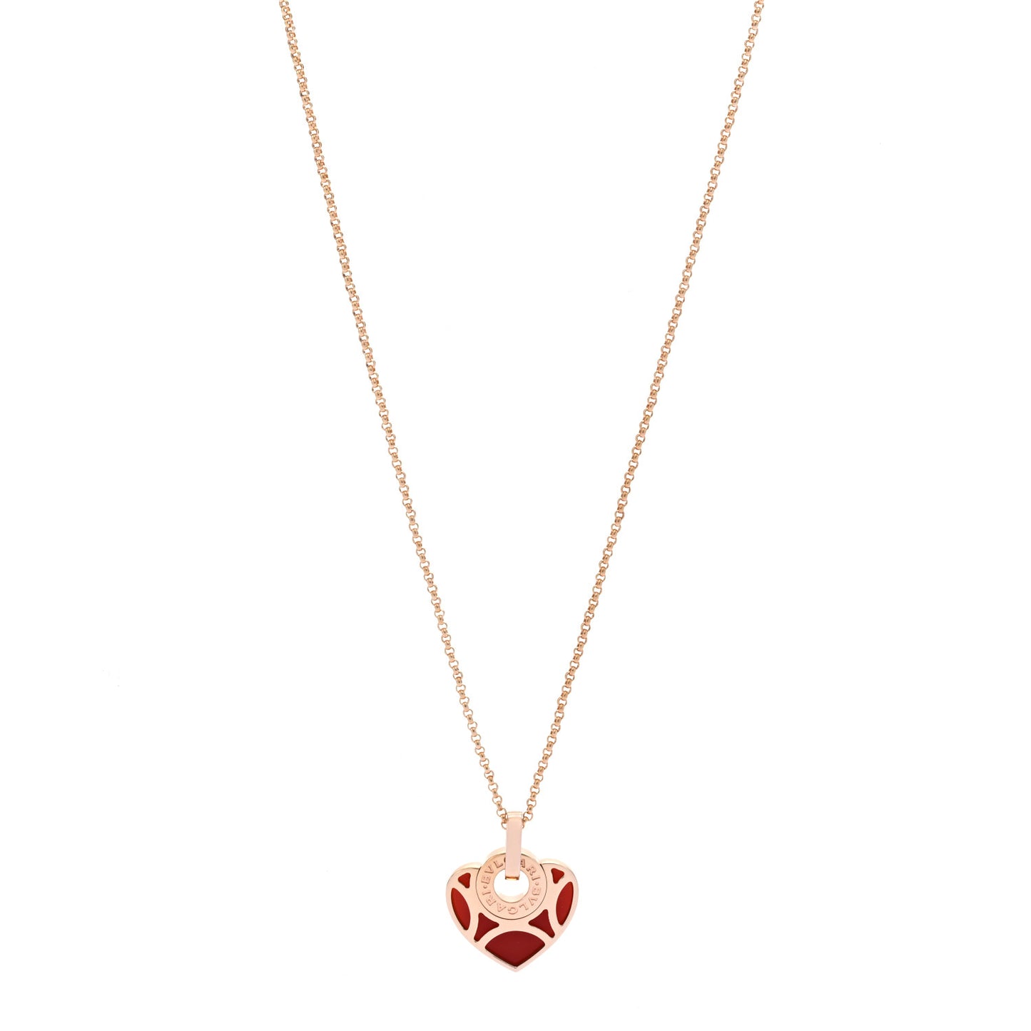 18K Rose Gold Carnelian Cuore Heart Pendant Necklace
