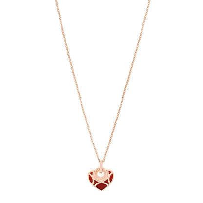 Bulgari 18K Rose Gold Carnelian Cuore Heart Pendant Necklace 1 of 5