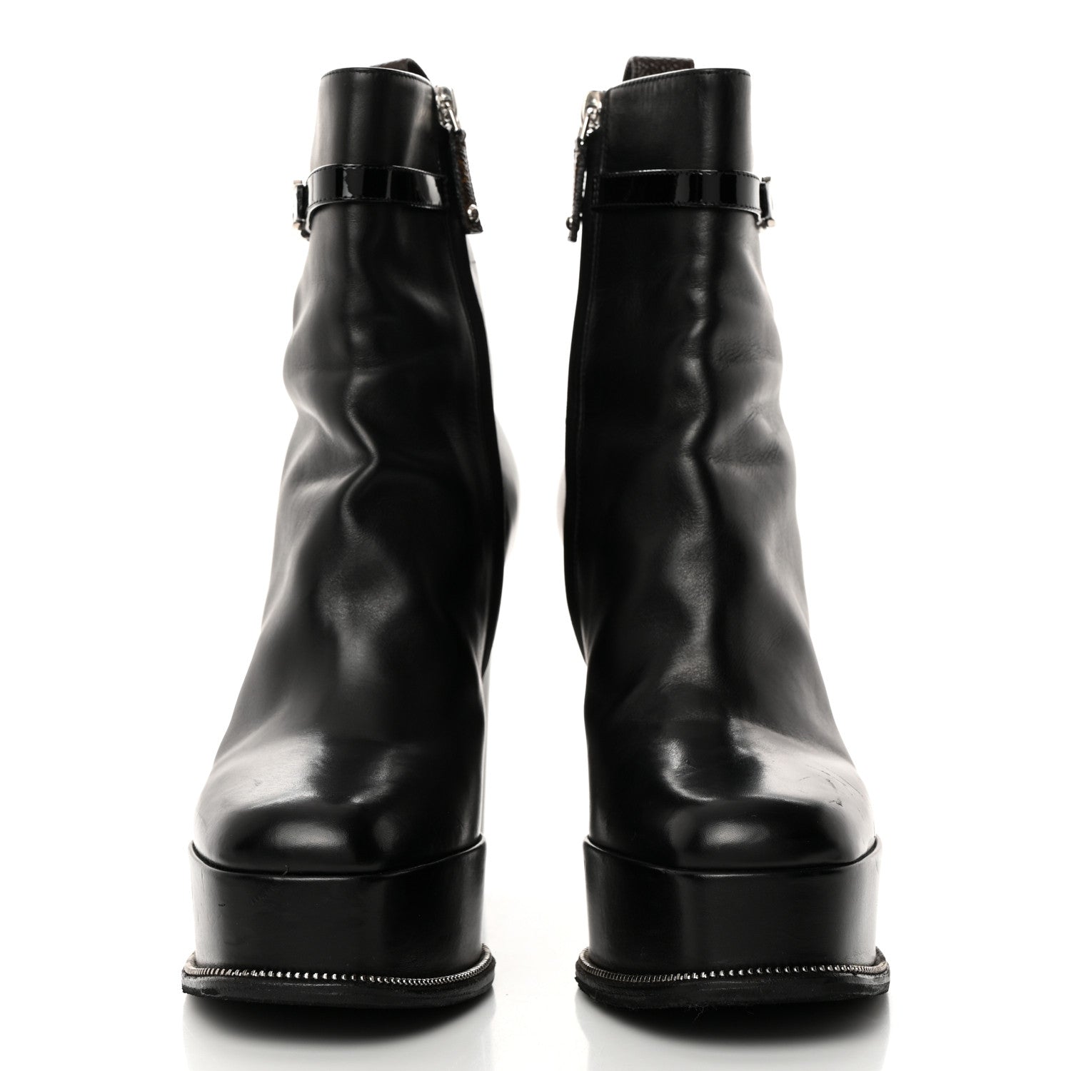 Louis Vuitton Calfskin Monogram Platform Ankle Boots 37 Black 2 of 9