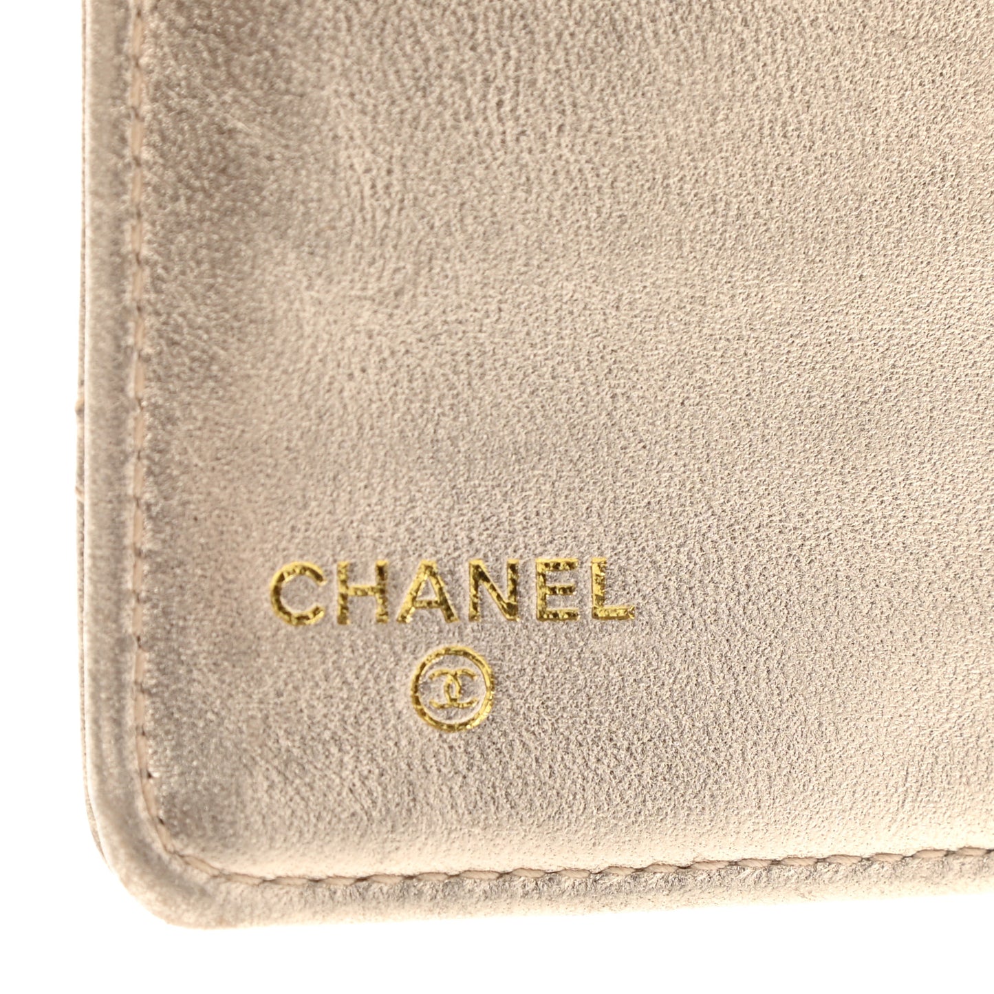 Metallic Lambskin Quilted Yen Wallet Gold