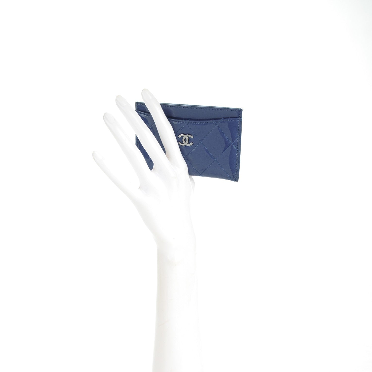 Chanel Patent Quilted Card Holder Blue 2 of 8