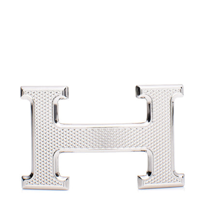 Hermes Palladium Guilloche 32mm H Belt Buckle 1 of 5