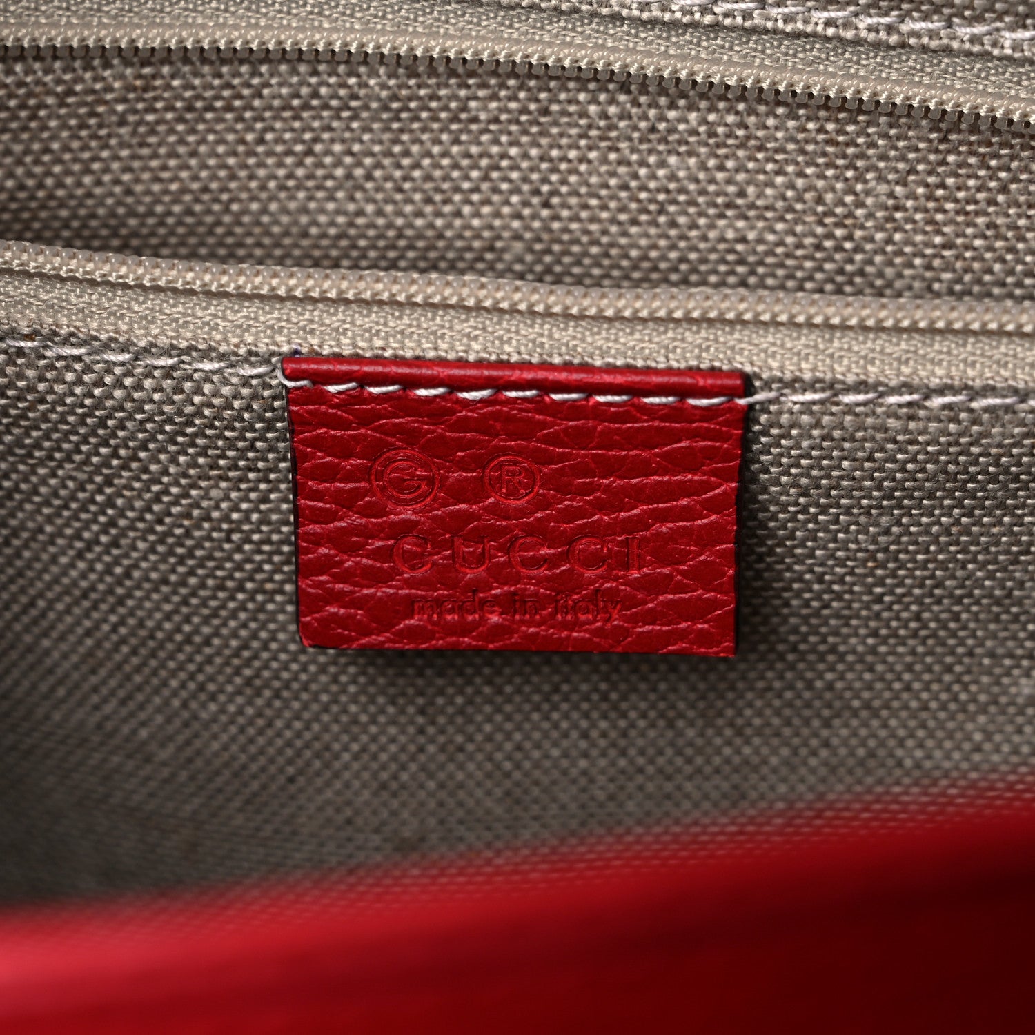 Gucci Dollar Calfskin Medium Interlocking G Top Handle Shoulder Bag Red 5 of 12