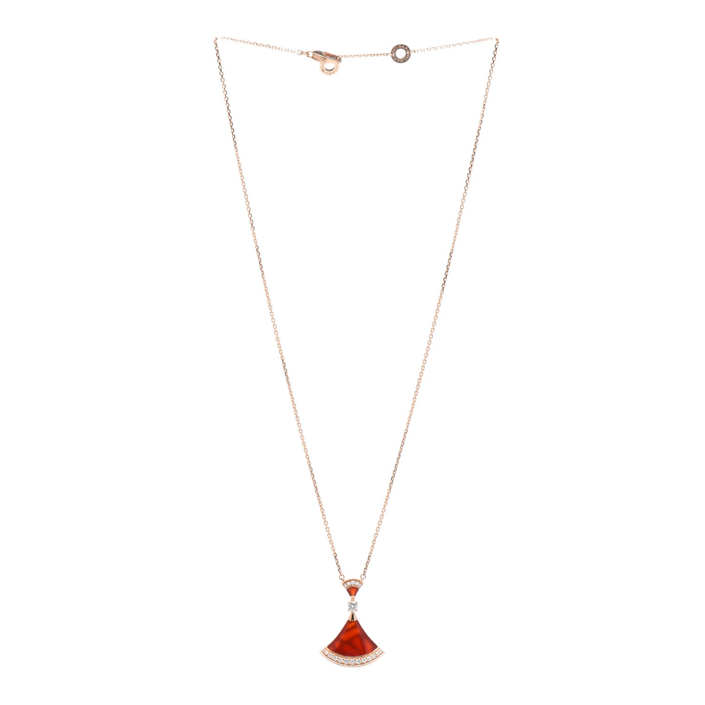 18K Rose Gold Diamond Carnelian Large Divas' Dream Pendant Necklace