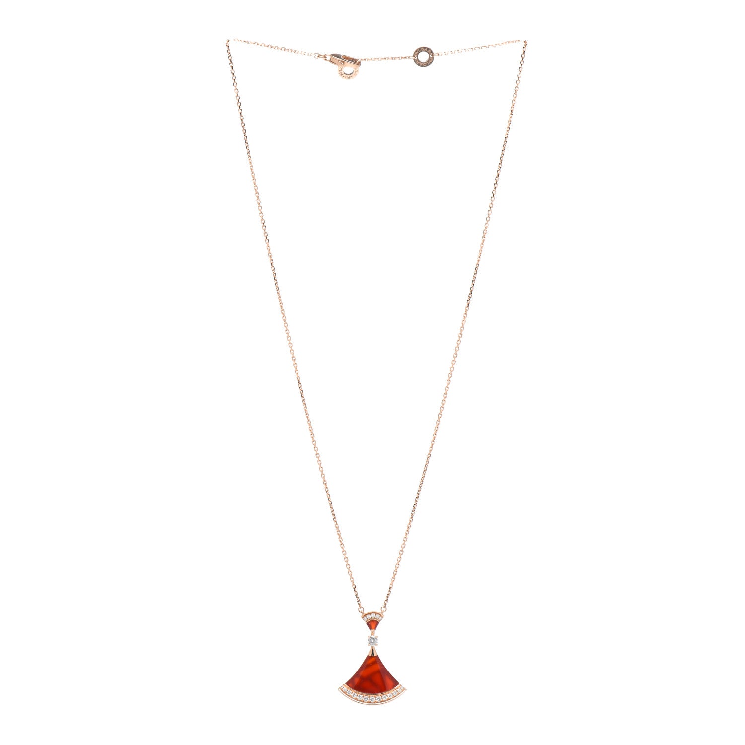 Bulgari 18K Rose Gold Diamond Carnelian Large Divas' Dream Pendant Necklace 3 of 5