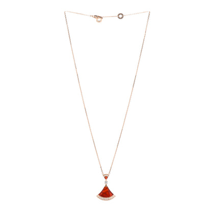 Bulgari 18K Rose Gold Diamond Carnelian Large Divas' Dream Pendant Necklace 3 of 5