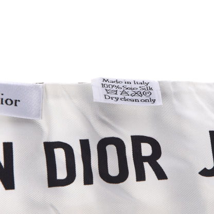 Christian Dior Silk Striped Mitzah Scarf White Black 3 of 5