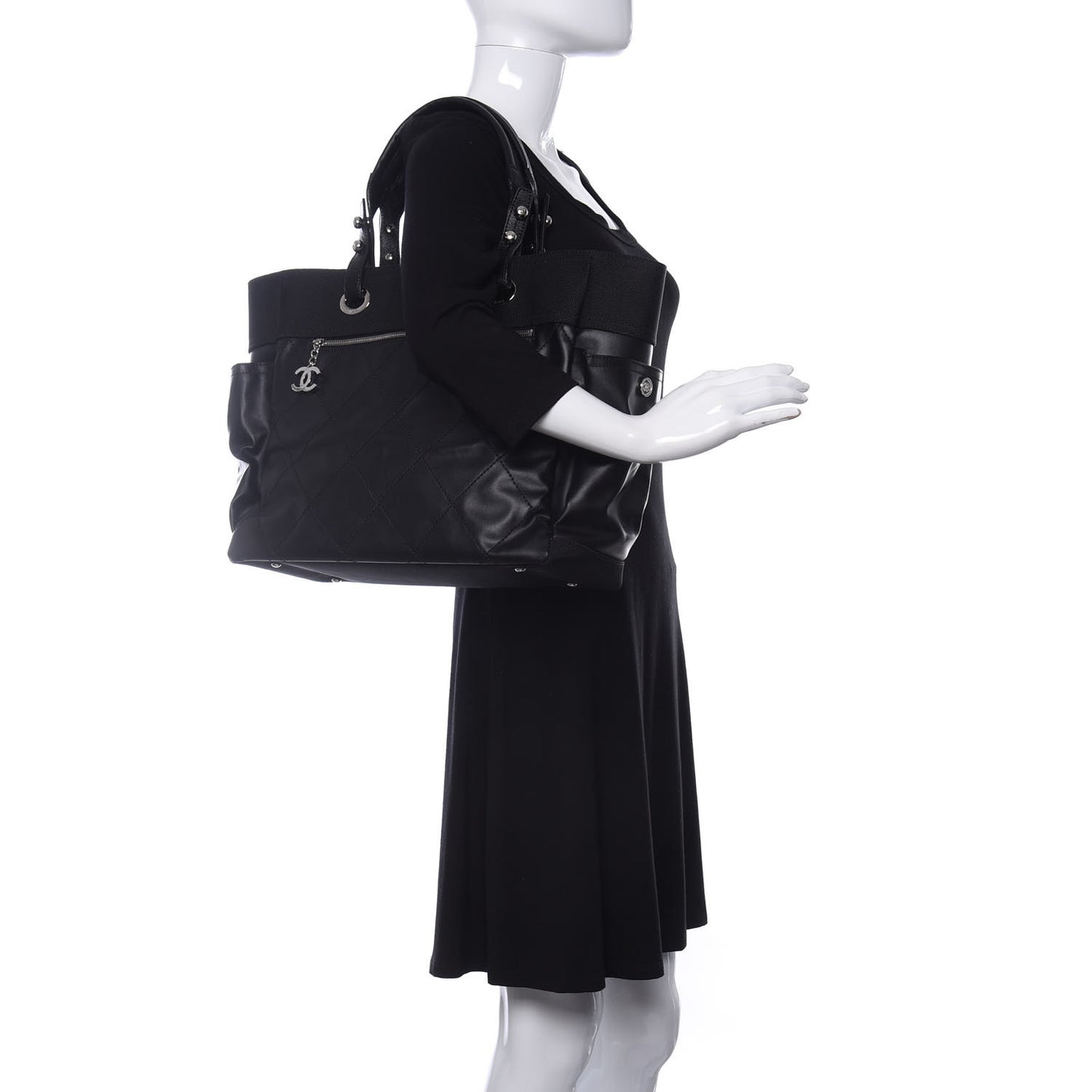 Coated Canvas Large Paris Biarritz Tote Black