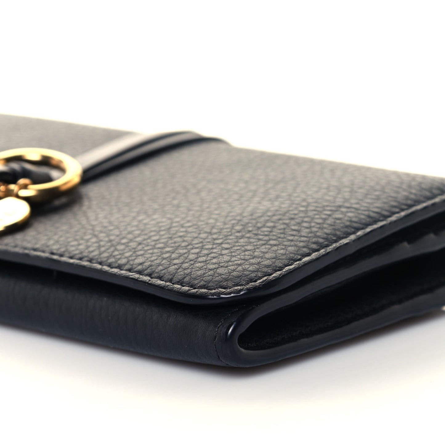 Smooth Calfskin Alphabet Long Wallet Black