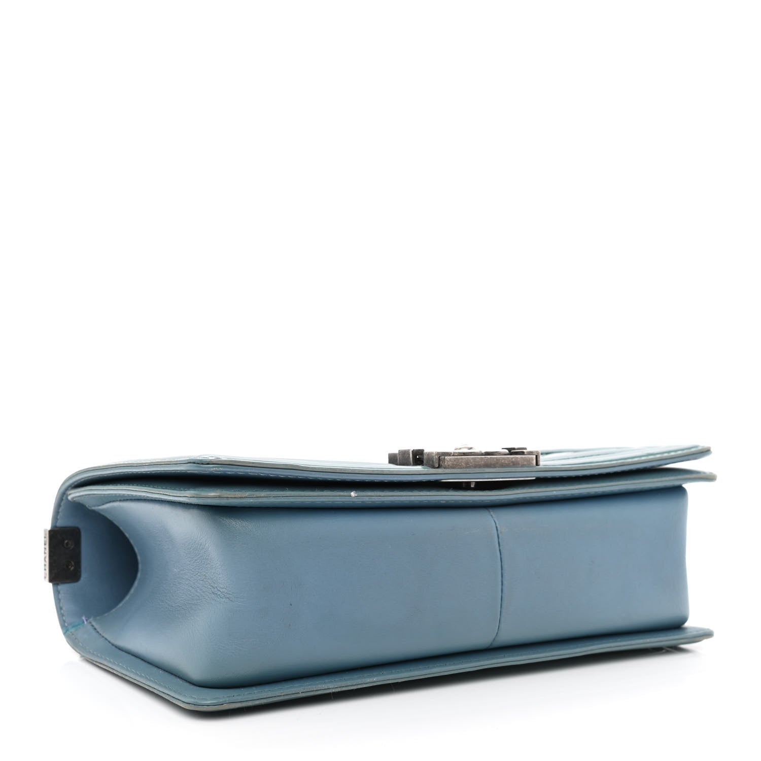 Chanel Patent Calfskin Medium Plexiglass Boy Flap Light Blue 4 of 13