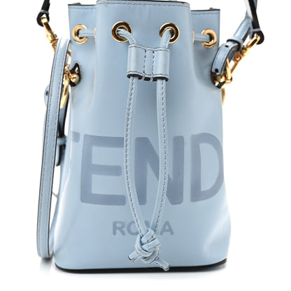 Fendi Vitello King F is Fendi Logo Embossed Mini Mon Tresor Bucket Bag Azzurro Baby Azzurro Baby 8 of 11
