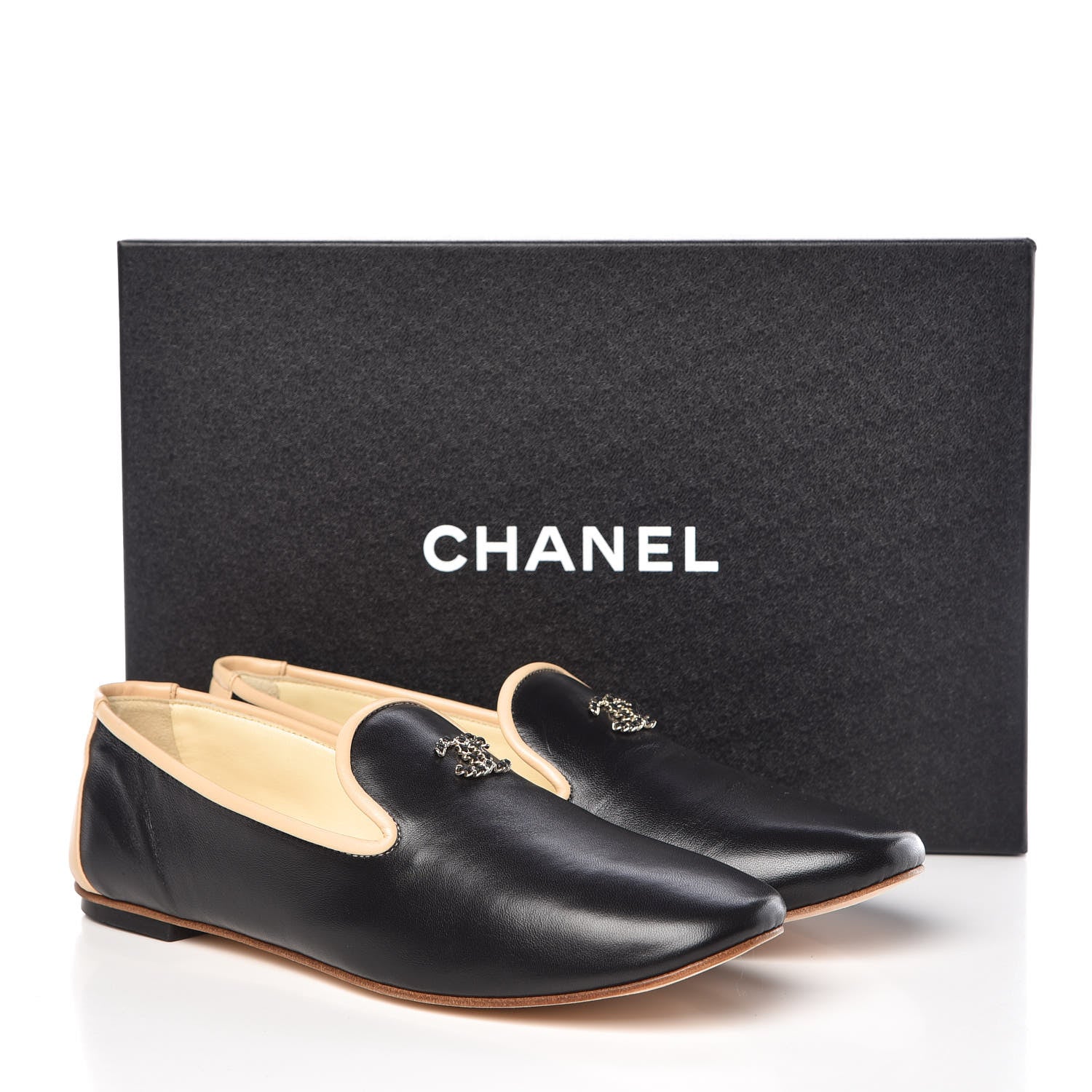 Chanel Lambskin CC Chain Loafers 38 Black 8 of 8