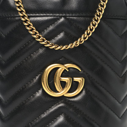 Gucci Calfskin Matelasse Mini GG Marmont 2.0 Bucket Bag Black 8 of 11