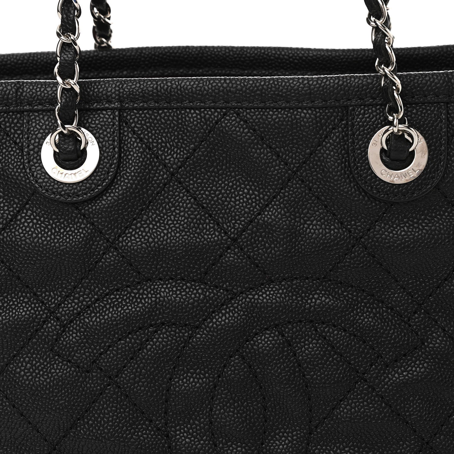 Chanel Grained Calfskin Quilted Small Daily Shopping Tote Black 9 of 13
