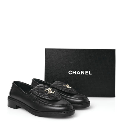 Chanel Lambskin Quilted CC Turnlock Loafers 40 Black 9 of 9